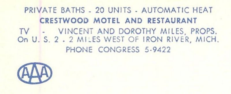 Crestwood Motel - Vintage Postcard